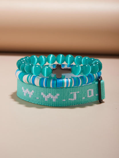 Wwjd Beaded Bracelet With Cross Charm, Exquisite Religious Jewelry Gift For Birthday, Cross Bracelets