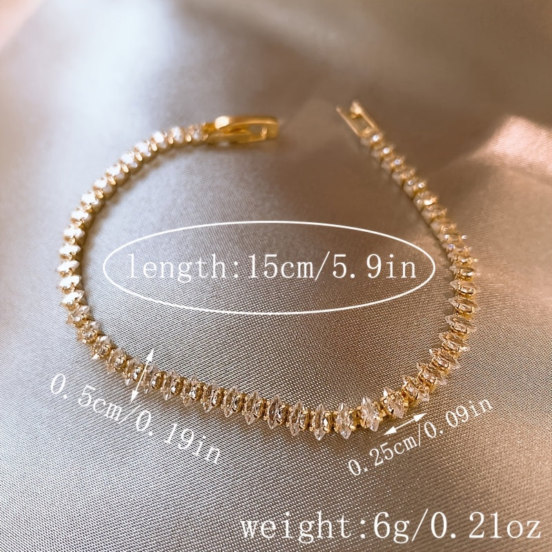 Charm Tennis Bracelet Luxury Roman Geometric Zirconia Stone Chain Bracelets for Women Trendy Goth Full Zirconia Marquise Trendy Wedding Jewelry Gift