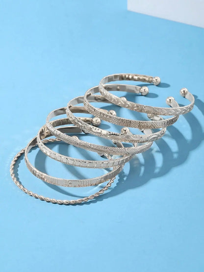 Women's Punk Style Cuff Bangle, Fashionable Open Bangle for Women & Girls, Trendy All-match & Exquisite Jewelry for Birthday Gift, Layered Bracelet Set, Trendy Stack Bangle, Cuff Bangle Set, Bracelet Sets, Cuff Bangles Bracelets