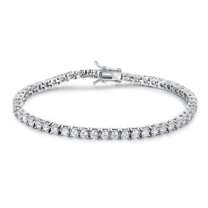 GEMSME Unisex Cubic Zirconia Brass Round Cut Waterproof Tennis Bracelet - Casual Jewelry for Women, Hiphop Chain Accessory, Anniversary/Birthday/Daily Gift for Him, High-Quality Sohochic Piece