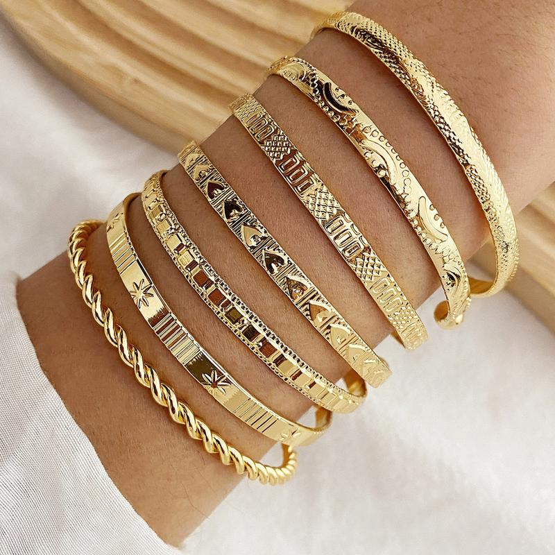 7-piece gold bracelet set, multi-layer adjustable women's bracelet set, suitable for teen girls Christmas gift bracelets Multilayered Bangles Boho Style Bangles