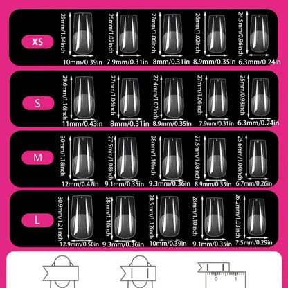 3.0-Inch Length Coffin Nails, 10pcs Y2K Style Press-On Nails, Handmade, XS-S-M-L Sizes, Perfect for Parties, Includes Jelly Glue, Crystal Stick and Nail File, Nail Art Set