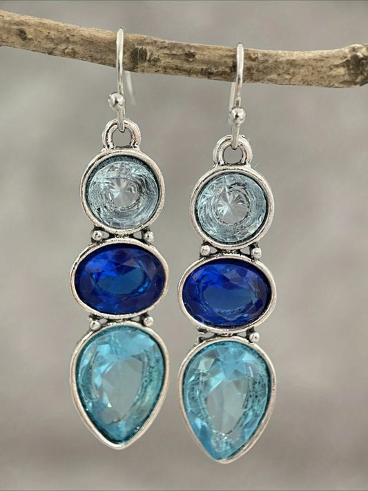 Simple Women'S Pendant Earrings, Earrings Jewelry, Bohemian Earrings Adorned with Three Shades of Rhinestones, Featuring Tassels, Perfect for Daily Wear, Gifts for Anniversaries, Christmas