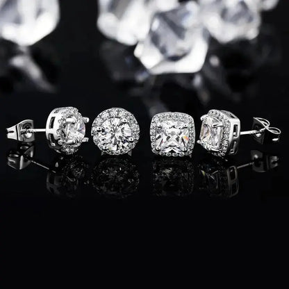 S925 Silver Stud Earrings - Classic &Fashion Ear Jewelry Perfect Birthday Mother'sDay Unisex Gift for Men Women Wedding Set