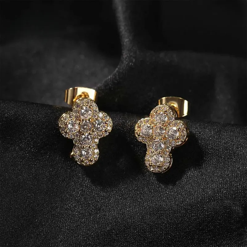 European and American Style Fashion Inlaid Diamond Cross Earrings for Men High-end Luxury Trendy Ear Accessories sophisticated Adjustable Heart Rate Couples Set Day Necklace Fashionable Collarbone Chain Daily Bible Verse daughter style necklace bracelet
