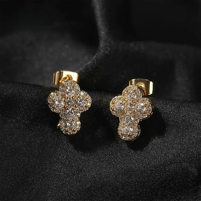 European and American Style Fashion Inlaid Diamond Cross Earrings for Men High-end Luxury Trendy Ear Accessories sophisticated Adjustable Heart Rate Couples Set Day Necklace Fashionable Collarbone Chain Daily Bible Verse daughter style necklace bracelet