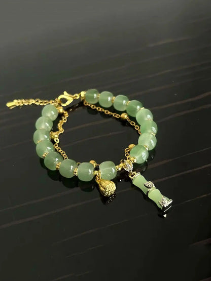 Women's Elegant Random Adjustable Bracelet Bangles with Lotus & Bamboo Design, Fashion Matching Bracelet for Party, Daily Clothing Decor, Trendy Jewelry for Birthday Gift, 90s Minimalism