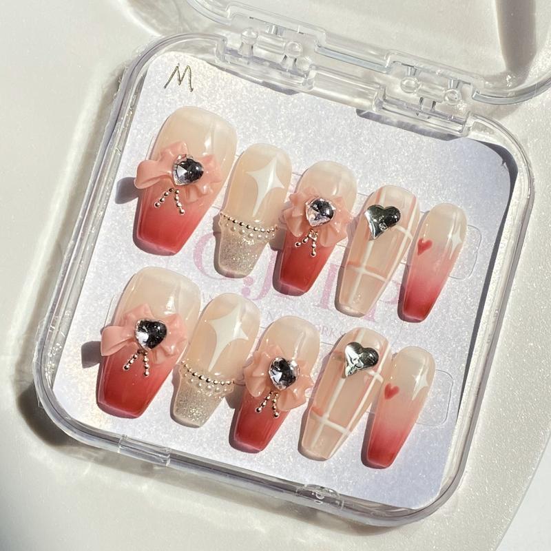 10Pcs Handmade Press On Nails Reusable Medium Handmade Acrylic Press Nails New Summer Collection, Cute Elegant Luxury Cat Eye Design, Ocean Inspired, High Quality Soft Sophisticated Look for Women Nail Art