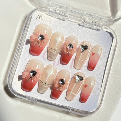10Pcs Handmade Press On Nails Reusable Medium Handmade Acrylic Press Nails New Summer Collection, Cute Elegant Luxury Cat Eye Design, Ocean Inspired, High Quality Soft Sophisticated Look for Women Nail Art