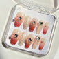 10Pcs Handmade Press On Nails Reusable Medium Handmade Acrylic Press Nails New Summer Collection, Cute Elegant Luxury Cat Eye Design, Ocean Inspired, High Quality Soft Sophisticated Look for Women Nail Art