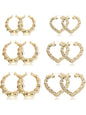 6-10 Pairs Bamboo Earrings Set Hollow Casting Hip-Hop Large Bamboo Earring For Women Oversize Different Shape Gold Hoop Earrings Set Fashionable Hoop Earrings Casual Trendy Jewelry Fashion Rapper Accessories Jewelry Earring Sets Earrings Hoops