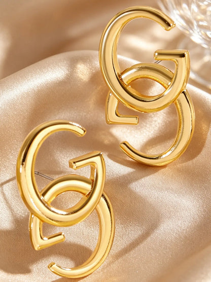 Elegant Twin G Letter Classic Style Stud Earrings, High Quality Studs Earrings, Fashionable Office Party Jewelry for Daily Wear, Perfect for Complements Shirts and Suits, Fashionable Jewelry Accessories