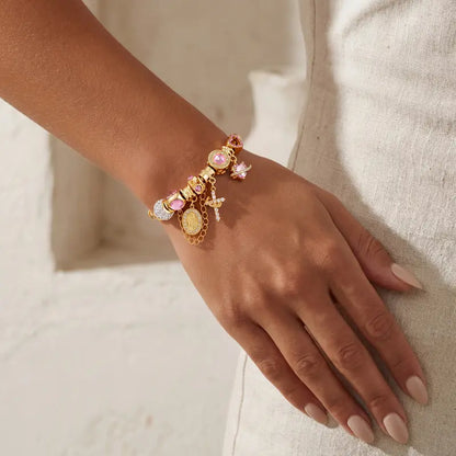 Tewiky Aurora Snake Chain Bracelet for Women, Dainty Two-Tone Gold & Silver Detachable Multi-Charm Bracelet, Customizable DIY Mix and Match Stackable Wrist Jewelry, Trendy Daily Accessory, Perfect Gift for Mother's Day & Summer Occasions tiktokshopbacktos