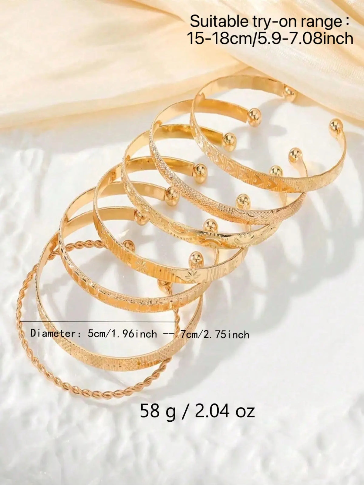 7-Piece set Women's Gold Bangle Set Gold-Plated Stackable Open Cuffs & Classic Embossed Designs, Minimalist Layering Jewelry, Stack Bangles, Perfect Gift For Her, Suitable For Women's Everyday And Vacation Outfits, Bracelets Stack