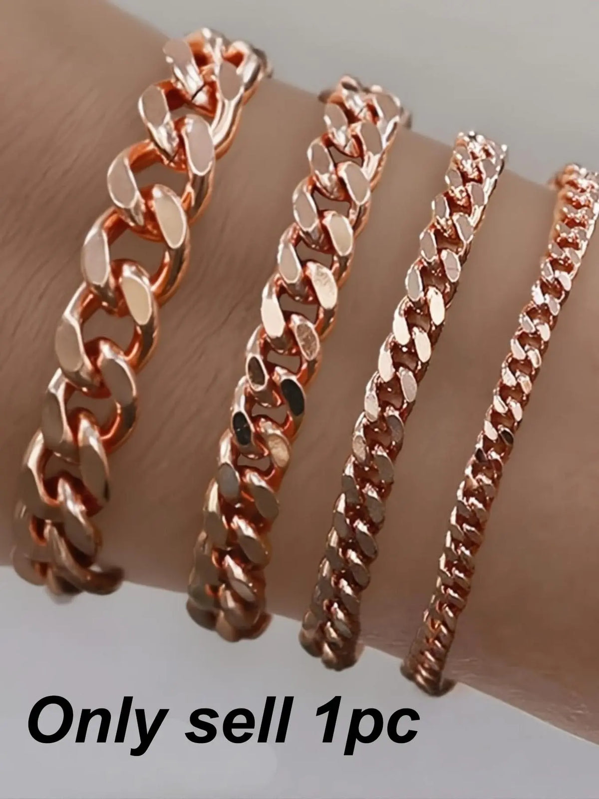 Pure Copper Cuban Chain Bracelet, 5–12 mm Wide Chunky Link Unisex Copper Metal Bracelet, Handmade Concave Chain Jewelry for Men and Women, Cuban Link Bracelets