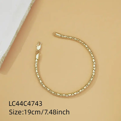 Women's Dainty 14K Gold Plated Box Chain Bracelet - Thin Link Minimalist Stackable Jewelry Bracelets, Elegant Piece, Daily Wear, Thoughtful Birthday Gift with Shine, Anniversary-Ready Costume Accessory