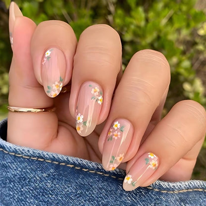 Medium Almond Press on Nails Brown Leopard