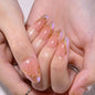 White French Tips Press on Nails, Irregular Gold 3D Lines with Flower & Pearl Design, Reusable Salon Quality Acrylic False Nails for Women, Glue On Nails with Adhesive Tabs for Daily Wear