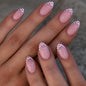 Fall Press on Nails Medium Almond, French Tip & Leopard Print