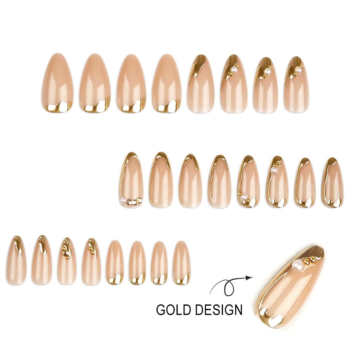 CTTHNBD Press on Nails Almond, Medium, French Tip Fake Nails