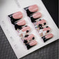 10pcs Y2K Style Kawaii Nails White Bow Short Duck Nails, Handmade Black Edged French Tips Press-On Nails, False Nails With Bow, Rhinestone Accents, For Daily, School, Or Office, Great Gift For Women And Girls