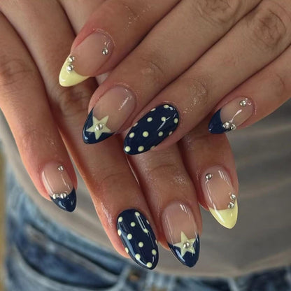 Medium Almond Press On Nails - Polka Dot & Cherry