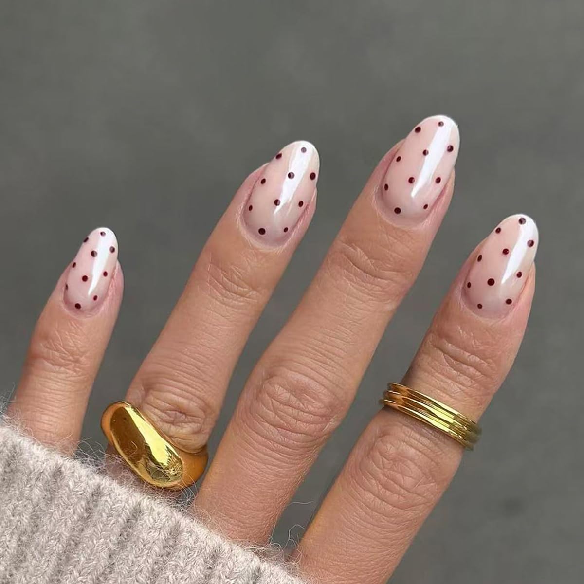 Fall Press on Nails Medium Almond, French Tip & Leopard Print