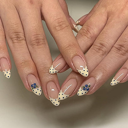 Fall Press on Nails Medium Almond, French Tip & Leopard Print