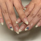 Fall Press on Nails Medium Almond, French Tip & Leopard Print