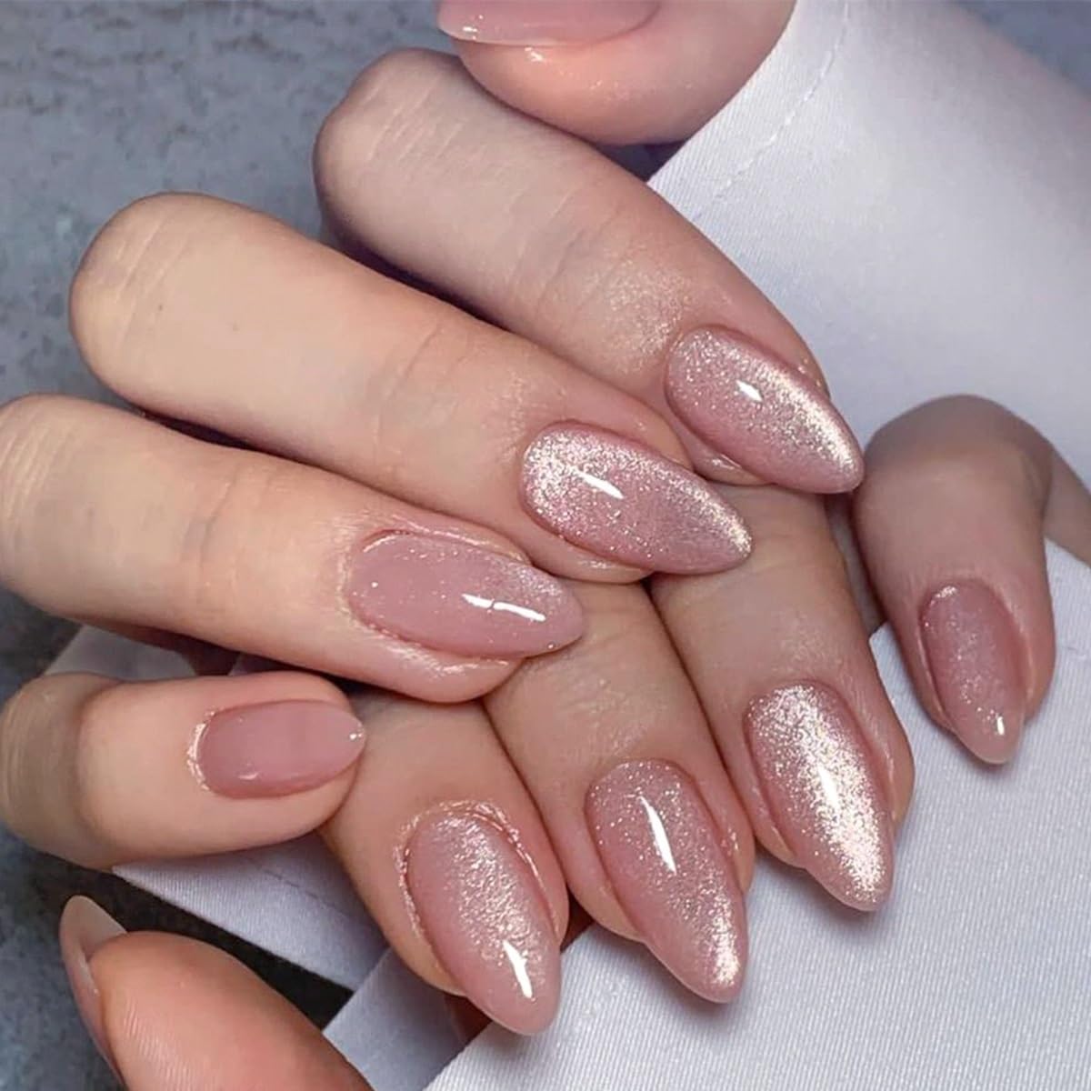 CTTHNBD Press on Nails Almond, Medium, French Tip Fake Nails