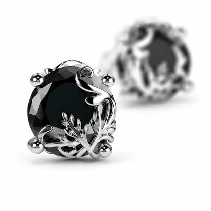 925 sterling silver Vintage Gothic Black Obsidian Stud Earrings for Women & Men Luxury Baroque Sterling Silver Floral Filigree Statement Studs Y2K Dark Aesthetic Streetwear Jewelry Party Wedding Evening & Daily Wear Minimal Luxe Gift Style Trend