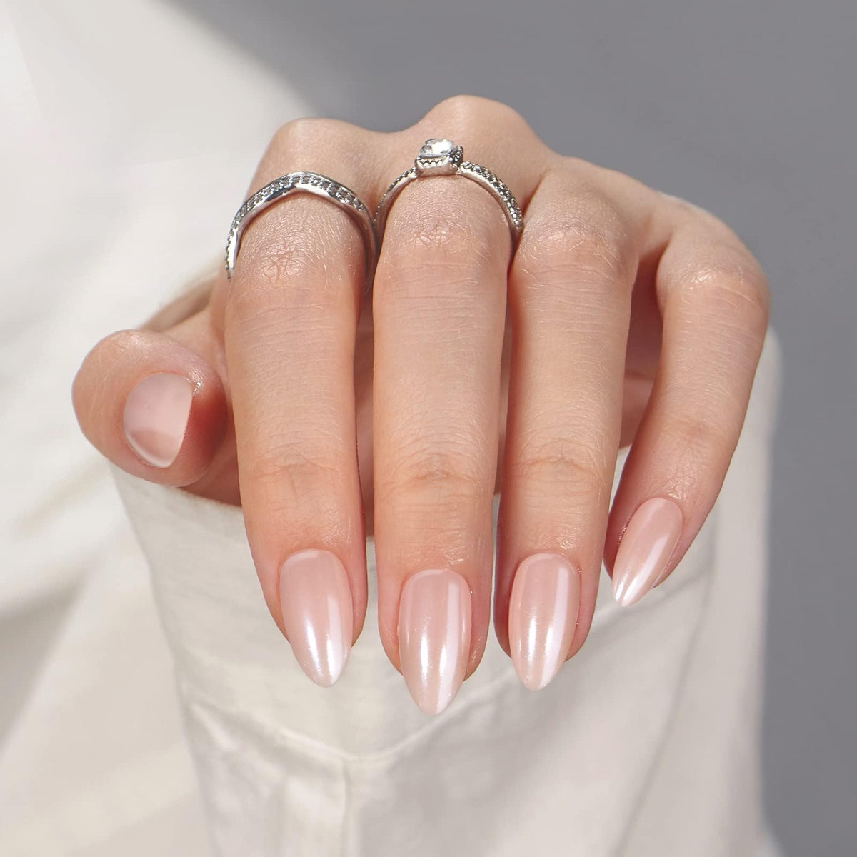 BTArtbox Halloween Press On Nails, French Tip Almond Nails, 32 Pcs Full Kit