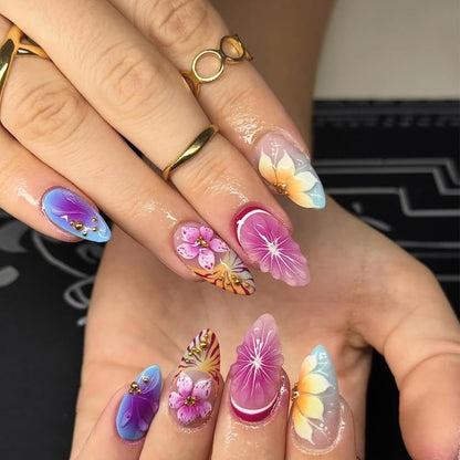 24Pcs Square Press on Nails Medium Length Fake Nails with Rhinestone Designs Bow Pink French Tip False Nails Cute Full Cover Reusable Stick on Nails for Women Girls Manicure Kit