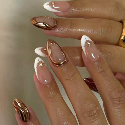 Short Press On Almond Fake Nails - Flower Acrylic Fall Nails Press Ons Full Cover Glue On Cute False Floral Stick On Nails for Women - 30 Pcs