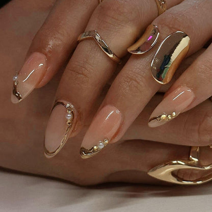 CTTHNBD Press on Nails Almond, Medium, French Tip Fake Nails