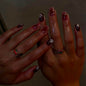 Almond Press On Nails Gold 3d Gold Glitter Ombre Design Date Night Nails For Women