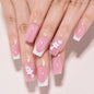 White French Tips Press on Nails, Irregular Gold 3D Lines with Flower & Pearl Design, Reusable Salon Quality Acrylic False Nails for Women, Glue On Nails with Adhesive Tabs for Daily Wear