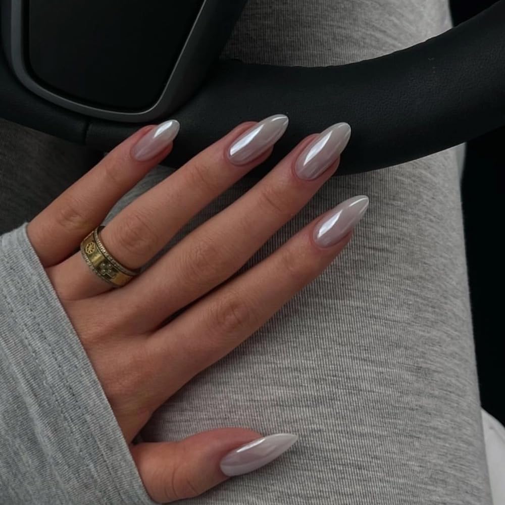 CTTHNBD Press on Nails Almond, Medium, French Tip Fake Nails