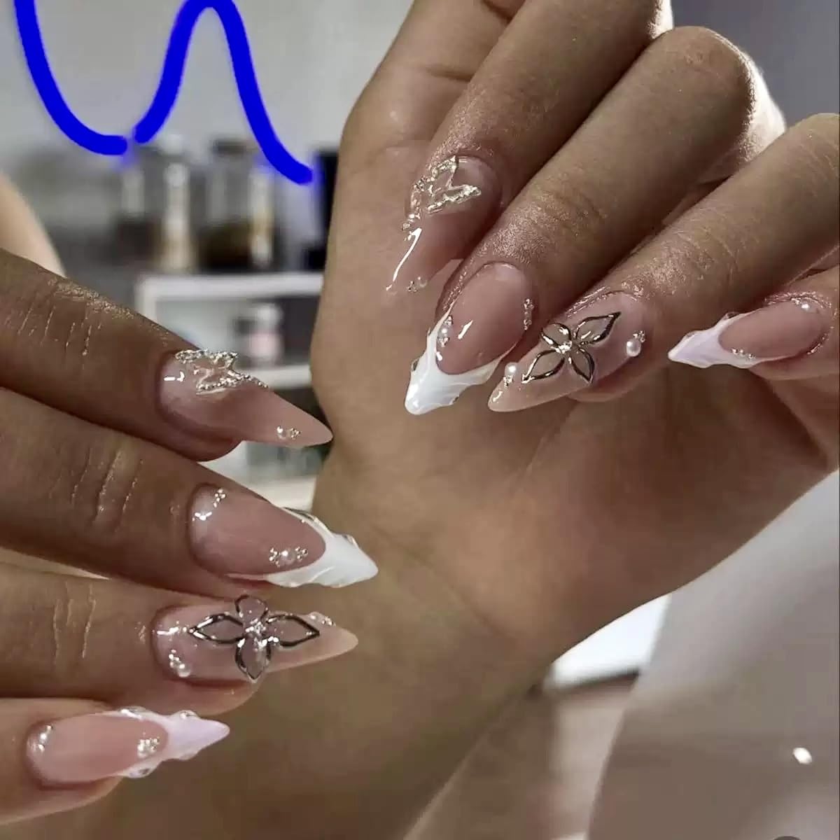 CTTHNBD Press on Nails Almond, Medium, French Tip Fake Nails