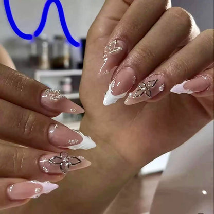 CTTHNBD Press on Nails Almond, Medium, French Tip Fake Nails