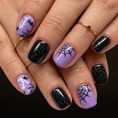 CurvLife Short Square Burgundy Press On Nails, Fall Dark red