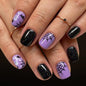 CurvLife Short Square Burgundy Press On Nails, Fall Dark red