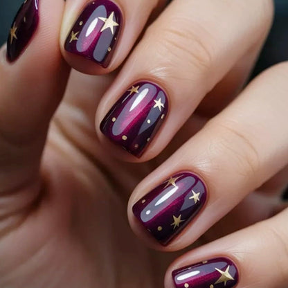 Short Square Press on Nails French Fake Nails Ombre Acrylic Nails Press on Full Cover Glossy False Nails Artificial Stick on Nail for Women Manicure Decoration 24PCS
