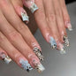 CTTHNBD Press on Nails Square, Medium, Black French Tip Fake Nails