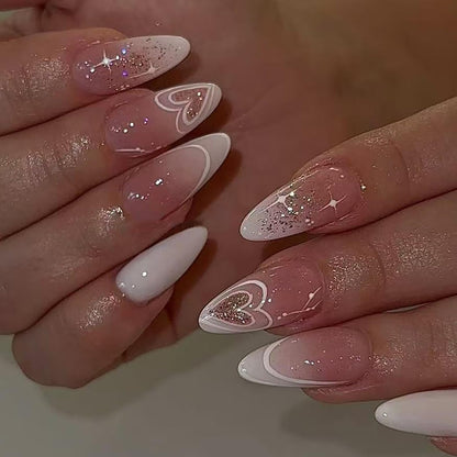 24Pcs Medium Almond Press on Nails French Tip Fake Nails with Brown Leopard Gold Line Design Glossy Reusable False Nail Artificial Acrylic Nails Press ons Holiday Stick on Nails for Women DIY Manicure