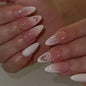 24Pcs Medium Almond Press on Nails French Tip Fake Nails with Brown Leopard Gold Line Design Glossy Reusable False Nail Artificial Acrylic Nails Press ons Holiday Stick on Nails for Women DIY Manicure