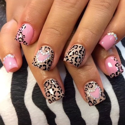 CTTHNBD Press on Nails Square, Medium, Black French Tip Fake Nails