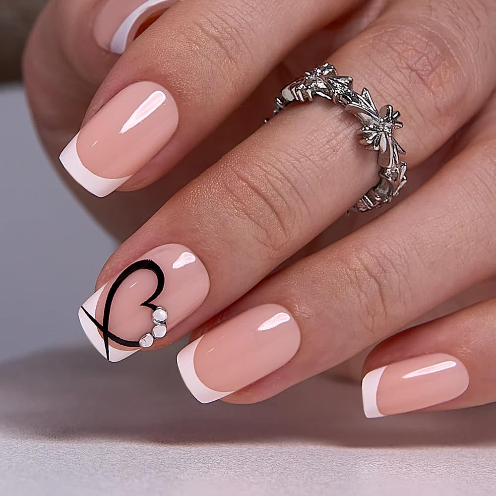 CurvLife Short Square Burgundy Press On Nails, Fall Dark red