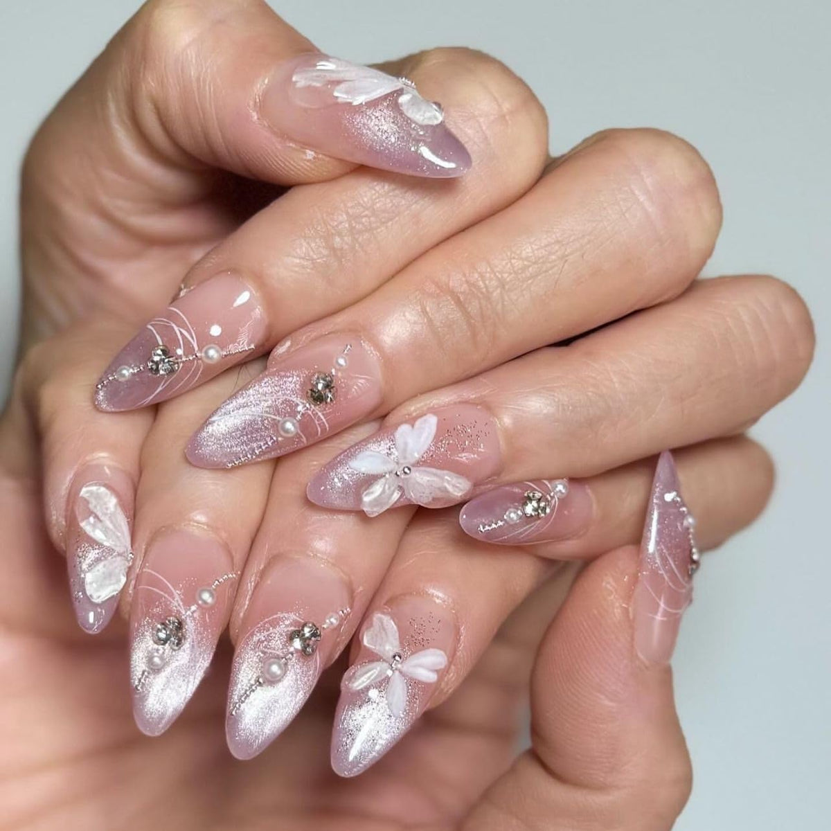 CTTHNBD Press on Nails Almond, Medium, French Tip Fake Nails