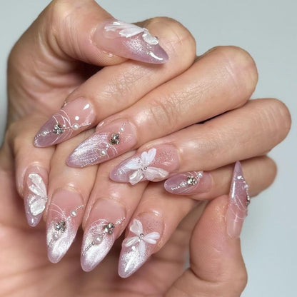 CTTHNBD Press on Nails Almond, Medium, French Tip Fake Nails